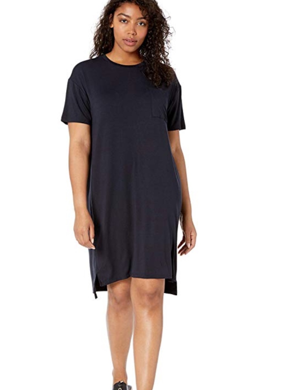 Daily Ritual Black Pocket Tee Shirt Dress Women M Casual